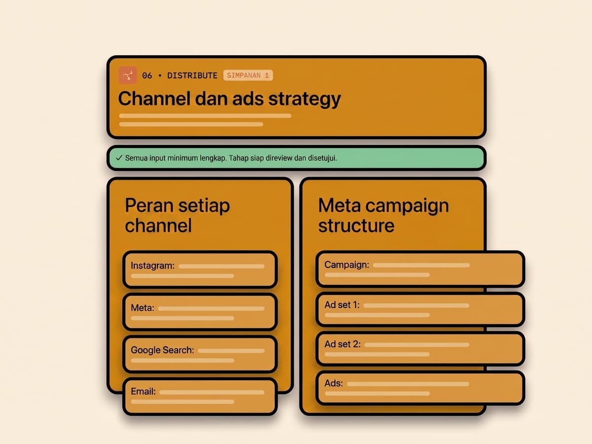 Tahap distribusi Levrit, dengan peran kanal dan struktur campaign Meta